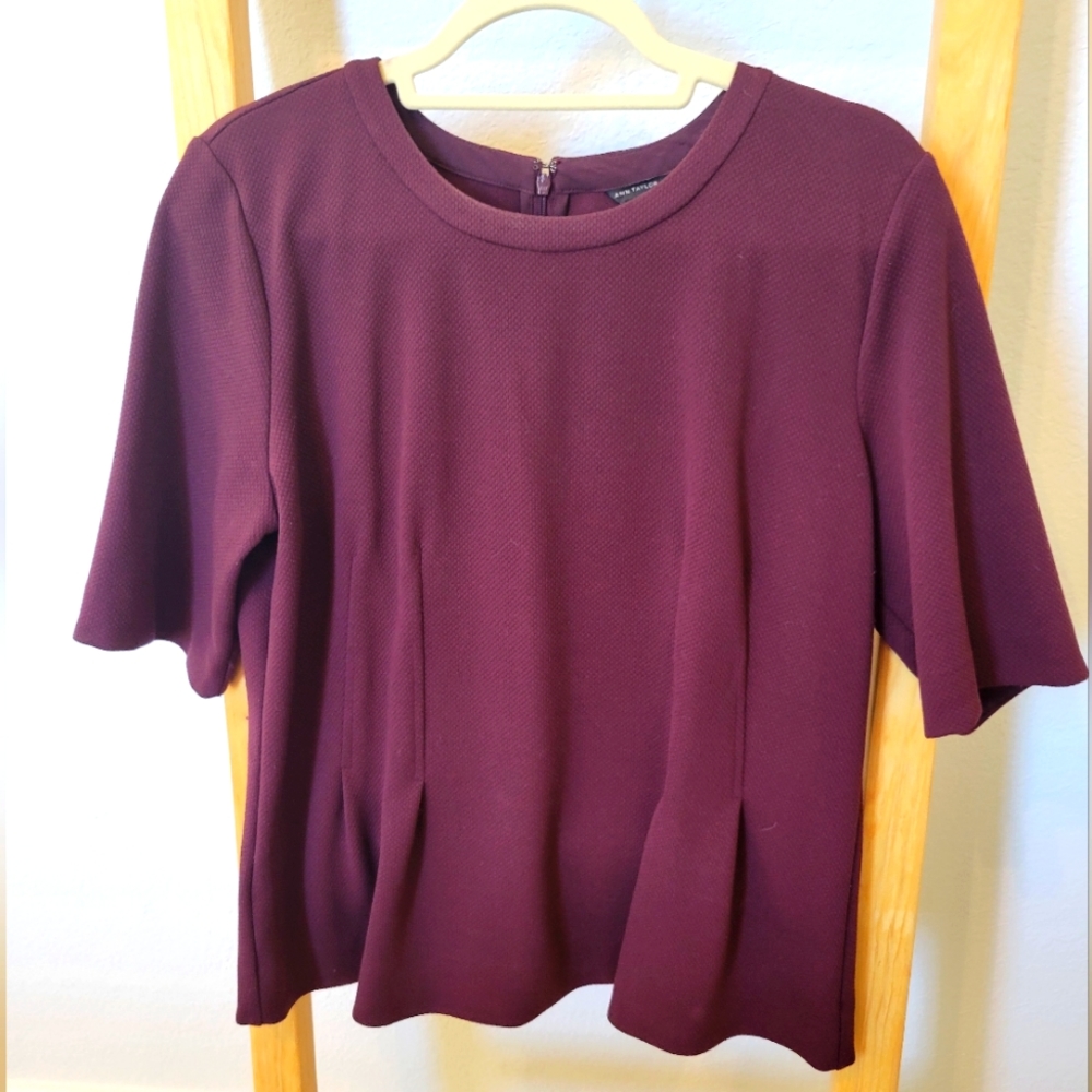Ann Taylor Short Sleeve Pleated Top